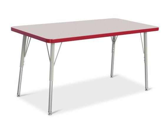 Berries Rectangle Activity Table - 24" X 48", A-height - Freckled Gray/Red/Gray