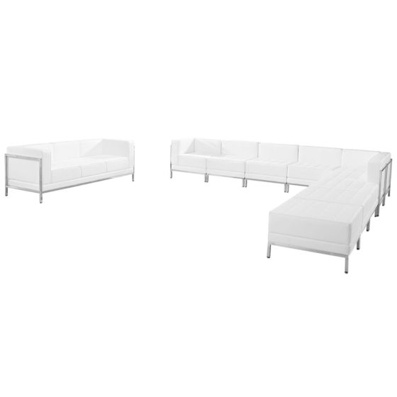 Ares Series Leather 10 Piece Sofa & Sectional Lounge Set-White