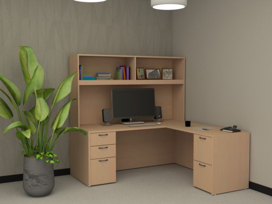 Indiana Furniture Canvas L Shape Desk with Open Hutch