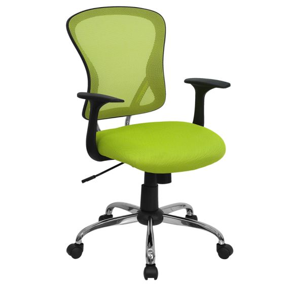 Ergonomic Mid-Back Mesh Swivel Office Chair with Lumbar Support -Green