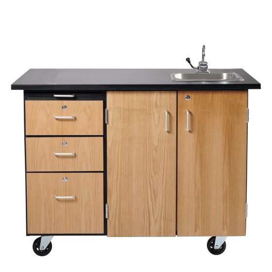NPS® Mobile Science Cart with External Drawers and Pegboard, and Sink