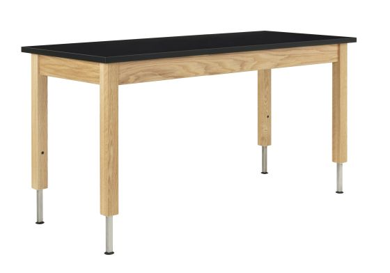 Diversified Spaces PerpetuLab Science Lab Table with Adjustable Height, Wood Legs, and Epoxy Top - 24" x 72"