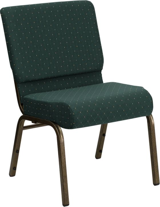 HUSKY Seating® 800 LB Heavy Duty Auditorium Stack Chair with Ganging - 21" Wide-Dark Green
