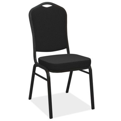 Wright High-Back Stacking Banquet Chair With Black Metal Frame, Black Fabric