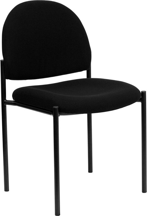 Armless Fabric Stacking Side Chair-Black