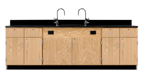 Diversified Spaces Wall Service Bench with Cabinets & Drawers - Phenolic Top
