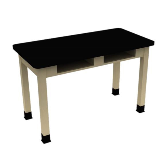 Diversified Spaces PerpetuLab Science Lab Table with Book Compartments, Wood Legs, and Laminate Top - 24" x 48"