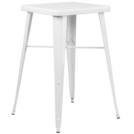 HUSKY Seating® Modern 24" Square Bar Height Indoor-Outdoor Cafe Table-White