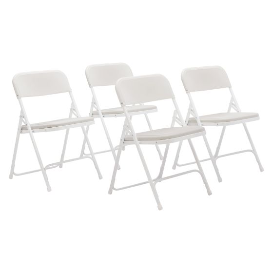 4 PACK National Public Seating 800 Series Commercial Plastic Folding Chair-White