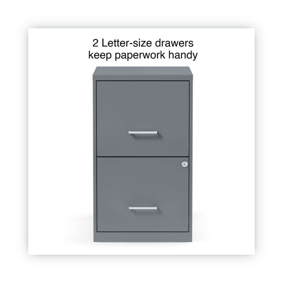 Alera Soho Vertical File Cabinet, 2 Drawers: File/File, Letter, Charcoal, 14" x 18" x 24.1"