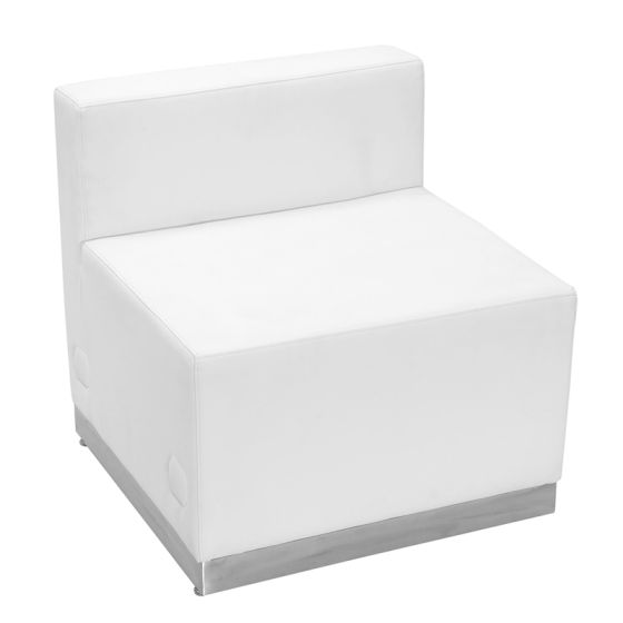 Leon Series Leather Chair with Stainless Steel Base-White