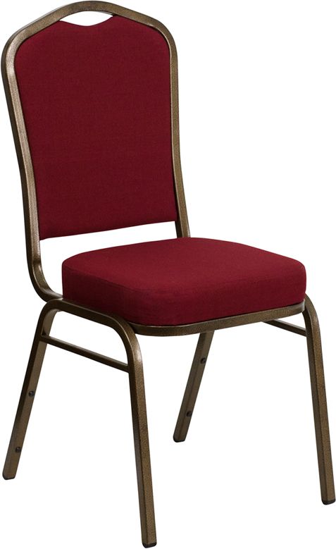 HUSKY Seating® 500 LB Commercial Fabric Banquet Stacking Chair with Gold Vein Frame-Burgundy