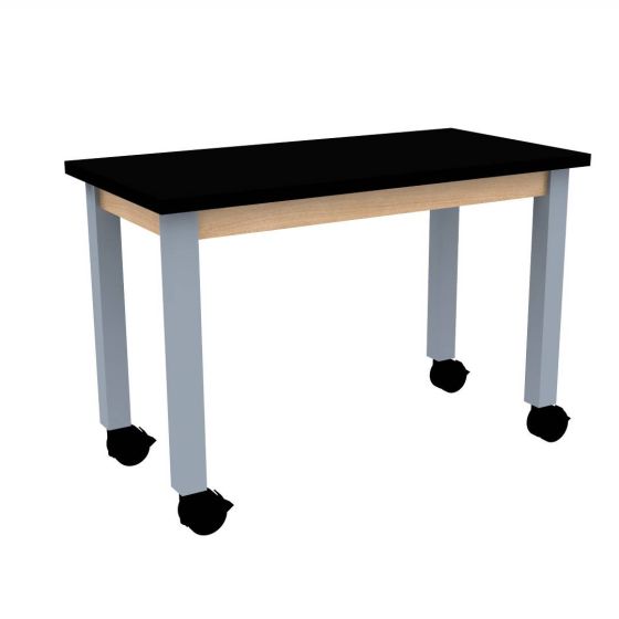 Diversified Spaces PerpetuLab Science Lab Table with Wheels, Plain Apron, Steel Legs, and ChemGuard Top - 30" x 54"