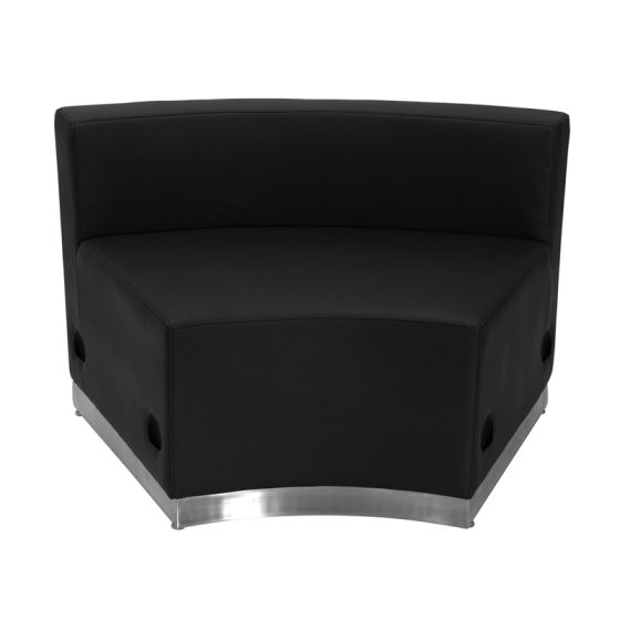 Leon Series Leather Concave Chair with Stainless Steel Base-Black