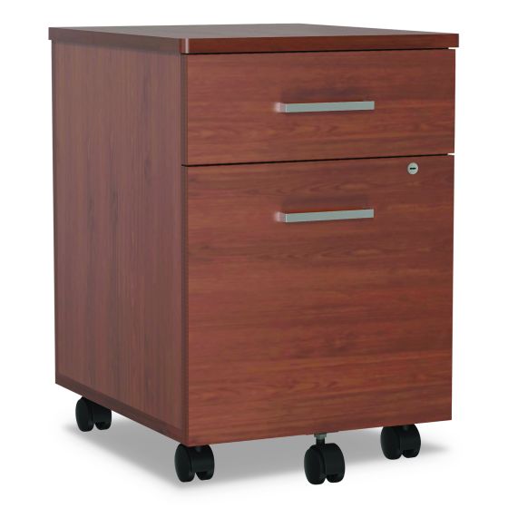 Linea Italia Trento Line Mobile Pedestal File, Left or Right, 2-Drawers: Box/File, Legal/Letter, Cherry, 16.5" x 19.75" x 23.63"
