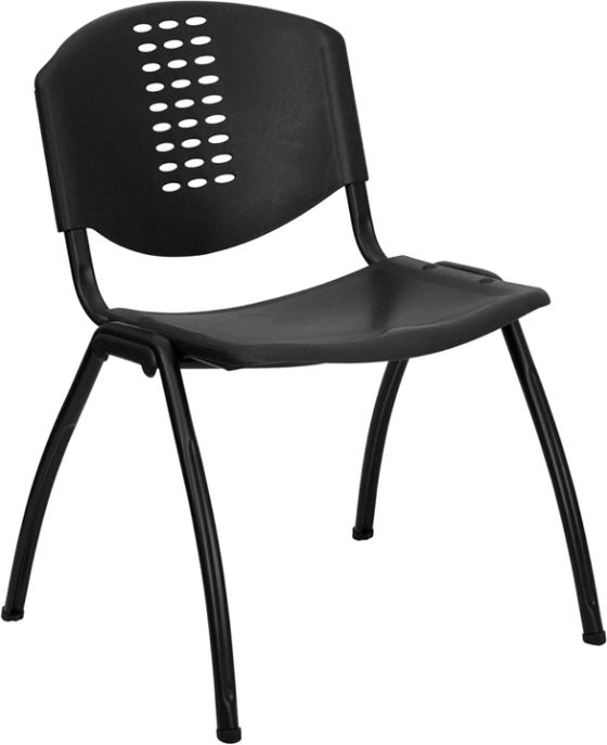 HUSKY Seating® 880 LB Black Compact Designer Stack Chair with Perforated Back