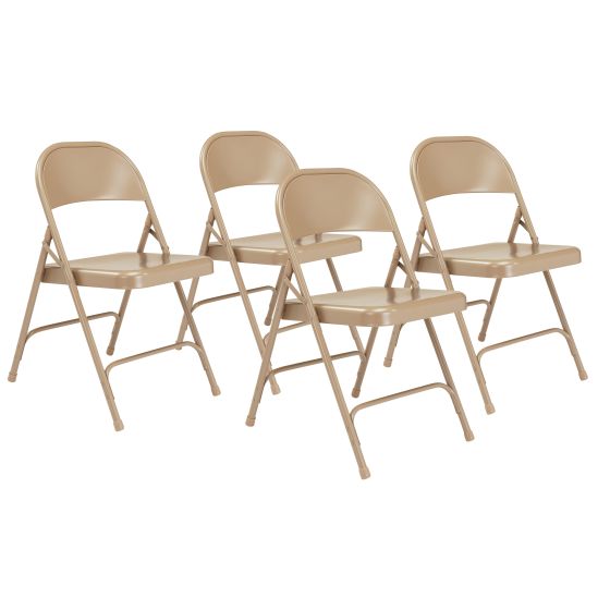 4 PACK National Public Seating All-Steel Folding Chair 50 Series-Beige