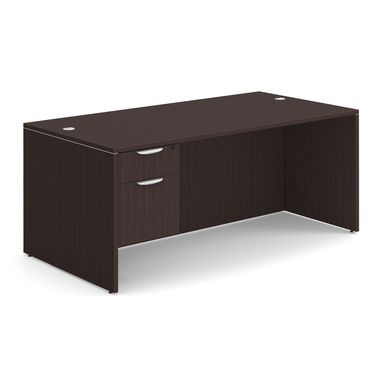 OS Laminate Collection Single 3/4 Pedestal Desk - 71'' x 36'' - Espresso