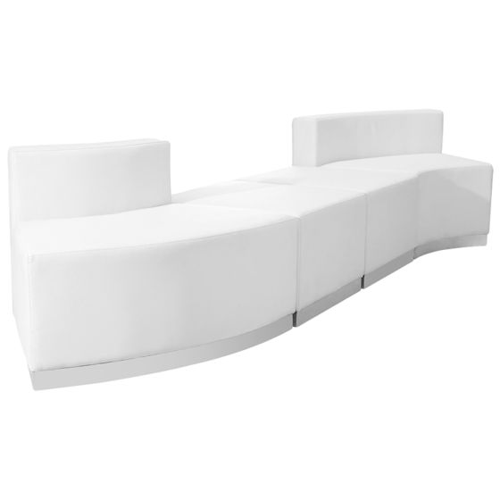 Leon Series 4 Piece Leather Wave Reception Set-White