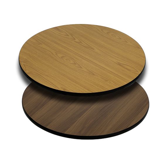 Pro-Tough Commercial Reversible Natural or Walnut Round Table Top -30" D