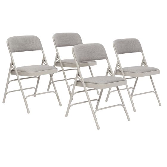 4 PACK National Public Seating 2300 Series Fabric Padded Metal Folding Chair Triple Brace-Gray