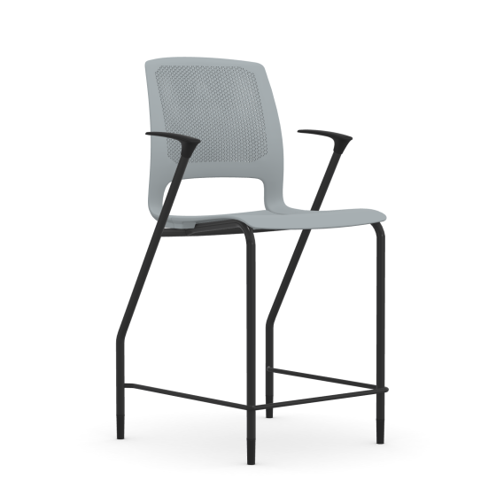 9to5 Seating Dash 24" Counter Height 300 LB Stool with Black Frame and Arms