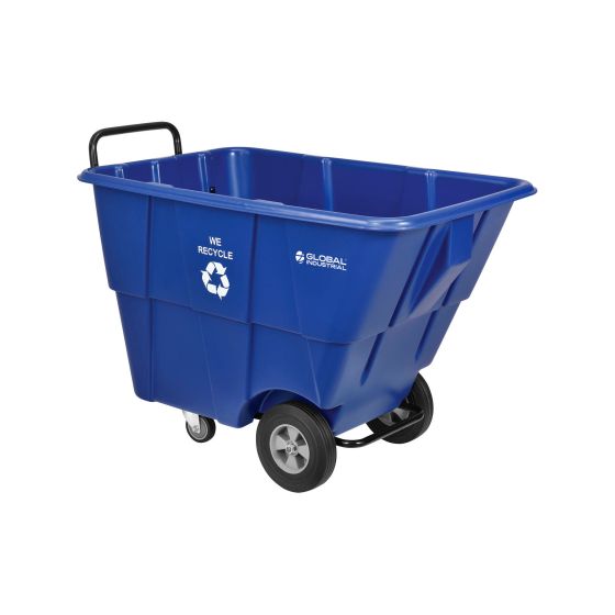 Standard Duty Plastic Recycling Tilt Truck, 1/2 Cu. Yd. Capacity, 850 LB Capacity, Blue