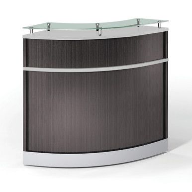 Cosmo Curved Glass Top Reception Desk - 31.5''W x 31.5''D, Steely Gray