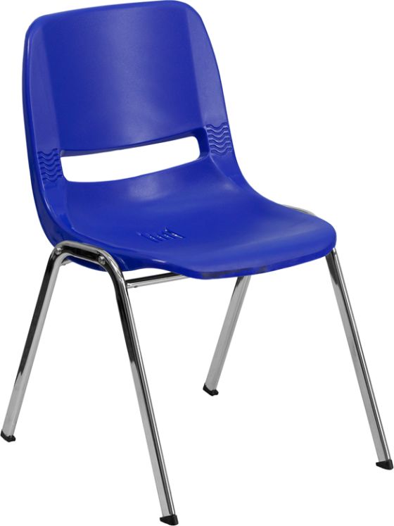 3rd, 4th, 5th, 6th, 7th Grade 16" H Stack Chair with Chrome Frame-Blue