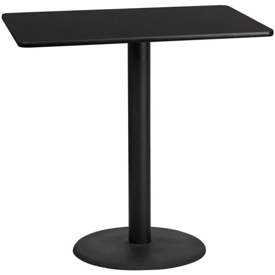 SolidCraft® Commercial Bar Height 30" x 48" Rectangular Laminate Restaurant Table & Round Base-Black