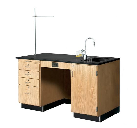 Diversified Spaces 5' Instructor's Desk with Fixtures, Drawers, & Cabinet - Epoxy Top, Right