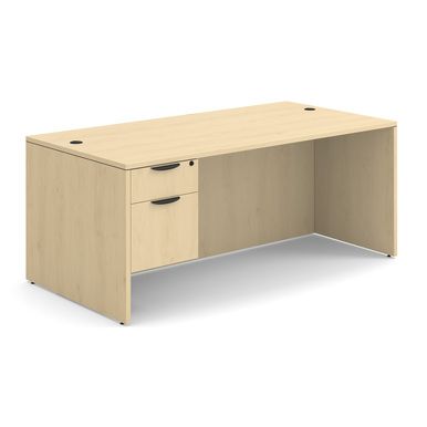 OS Laminate Collection Single 3/4 Pedestal Desk - 71'' x 36'' - Maple