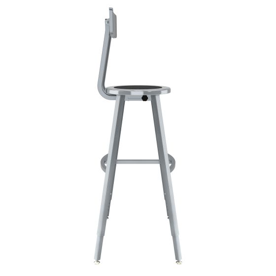 NPS® 30-38" Height Adjustable Titan 1000 LB Stool with Backrest, Black Steel Seat, Grey Frame