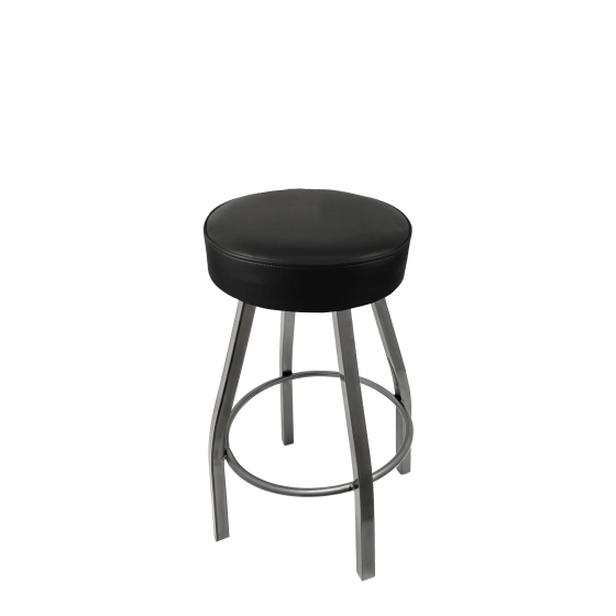Heavy Duty 500 LB Button Top Swivel Bar Stool with Clear Coat Frame - Counter Height - Black Vinyl