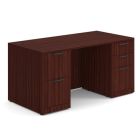 OS Laminate Collection Double Full Pedestal Desk - 60'' x 30'' - Mahogany