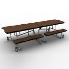 National Public Seating® Mobile Cafeteria Table with Benches, 10' Bedrock, Plywood Core, Vinyl T-Mold Edge, Chrome Frame