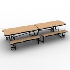 National Public Seating® Mobile Cafeteria Table with Benches, 12' Bedrock, MDF Core, ProtectEdge, Textured Black Frame