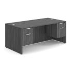 OS Laminate Collection Double 3/4 Pedestal Desk - 71'' x 36'' - Coastal Gray
