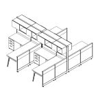Friant Novo 4-Workstation Cubicle Panel System, 6' x 6' per Station, Typical FH-4015