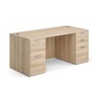 OS Laminate Collection Double Full Pedestal Desk - 66'' x 30'' - American Elm