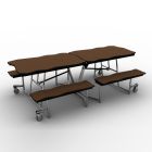 National Public Seating® Mobile Cafeteria Table with Benches, 8' Bedrock, Plywood Core, Vinyl T-Mold Edge, Chrome Frame