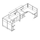 Friant Novo 2-Workstation Cubicle Panel System, 6' x 8' per Station, Typical FH-2003