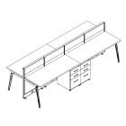 Friant Novo 4-Workstation Cubicle Panel System, 2' x 5' per Station, Typical FH-4010