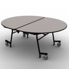 National Public Seating® Mobile Cafeteria Table, 72" Oval, Plywood Core, Vinyl T-Mold Edge, Textured Black Frame