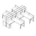 Friant Novo 4-Workstation Cubicle Panel System, 6' x 6' per Station, Typical FH-4014