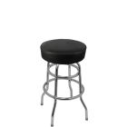 Heavy Duty XL Series 500 LB Oversized Button Top Swivel Bar Stool with Double Rung Chrome Frame - Black Vinyl