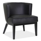 Traverse 275 LB Barrel Back Arm Chair with Black Wood Legs, Black Leather-Soft Vinyl