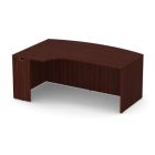 OS Laminate Bow Front Desk with Left Corner Extension, Mahogany