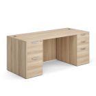 OS Laminate Collection Double Full Pedestal Desk - 71'' x 30'' - American Elm