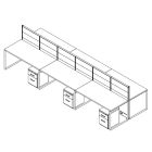 Friant Novo 6-Workstation Cubicle Panel System, 5' x 2.5' per Station, Typical FH-6011